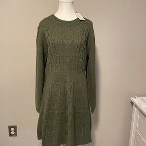 Lucky Brand Olive Cable Knit Sweater Dress Size XL (NWT)